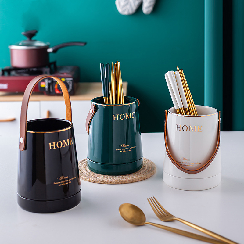 Kitchen Gadgets In Japan - Accessoires porte-ustensiles porte-conteneur en céramique couverts